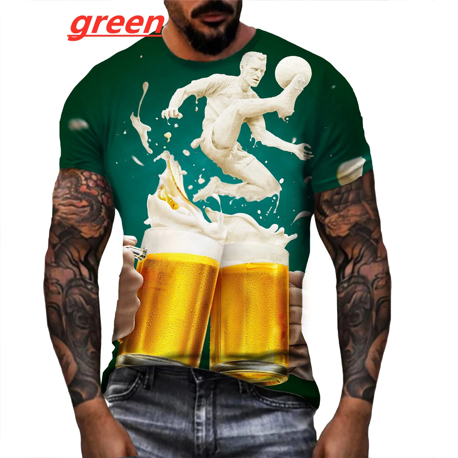 Men 's Personality 3d Beer Printing T-shirt Summer Cool Fashion Casual Short-sleeve T-shirt
Men 's Personality 3d Beer Printing T-shirt Summer Cool Fashion Casual Short-sleeve T-shirt