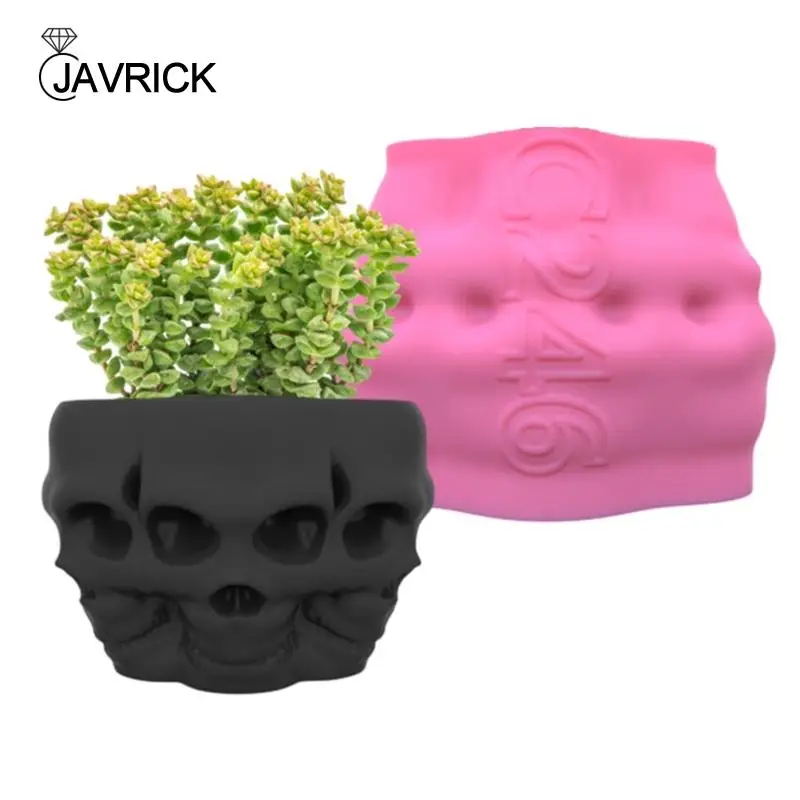 

Multi-skull Flowerpot 3D Holder Mold DIY Epoxy Pen Holder Mold Handmade Aroma Soap Molds for Decoration