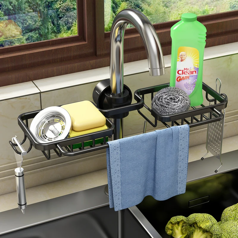 Kitchen Faucet Shelf Aluminum Alloy Sink Basket Sponge Dishcloth Storage Basket Bathroom Shower Shelf
Kitchen Faucet Shelf Aluminum Alloy Sink Basket Sponge Dishcloth Storage Basket Bathroom Shower Shelf