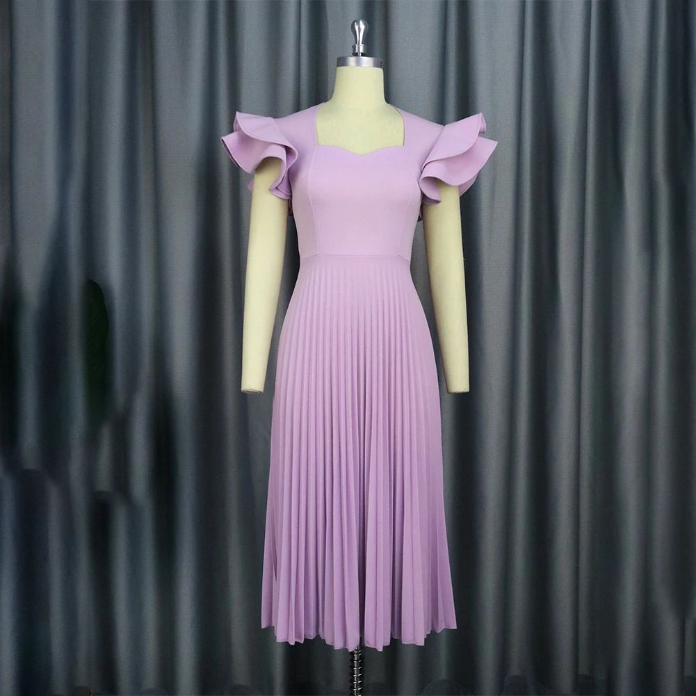 Women Party Light Purple Square Neck Dress Elegant Commuting Dress Pleated Dress Sundresses Outfits Clothes Vestido
Women Party Light Purple Square Neck Dress Elegant Commuting Dress Pleated Dress Sundresses Outfits Clothes Vestido