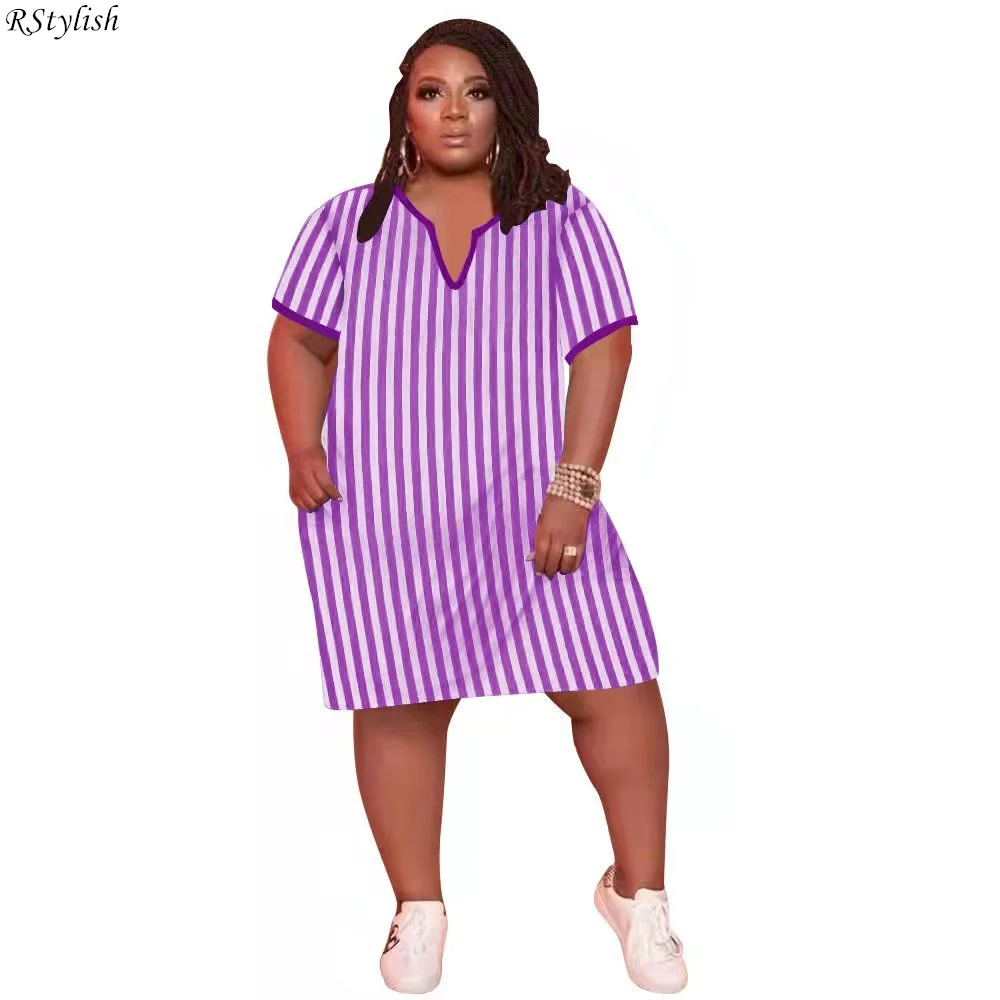 RStylish Plus Size Women Clothing Fashion V Neck Short Sleeve Pocket Striped Summer Dress Casual Streetwear Loose Midi Dresses
RStylish Plus Size Women Clothing Fashion V Neck Short Sleeve Pocket Striped Summer Dress Casual Streetwear Loose Midi Dresses