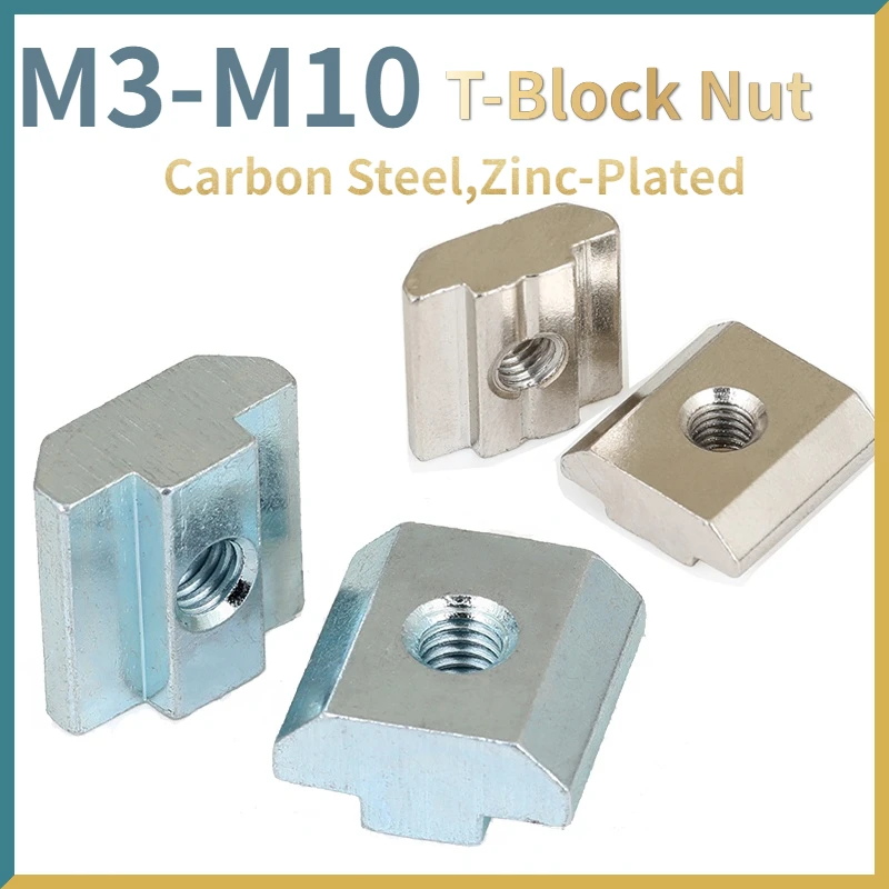 

EU20# 30# 40# 45# T Block Square nuts T-Track Sliding Hammer Nut for Fastener Aluminum Profile M3 M4 M5 M6 M8 M10