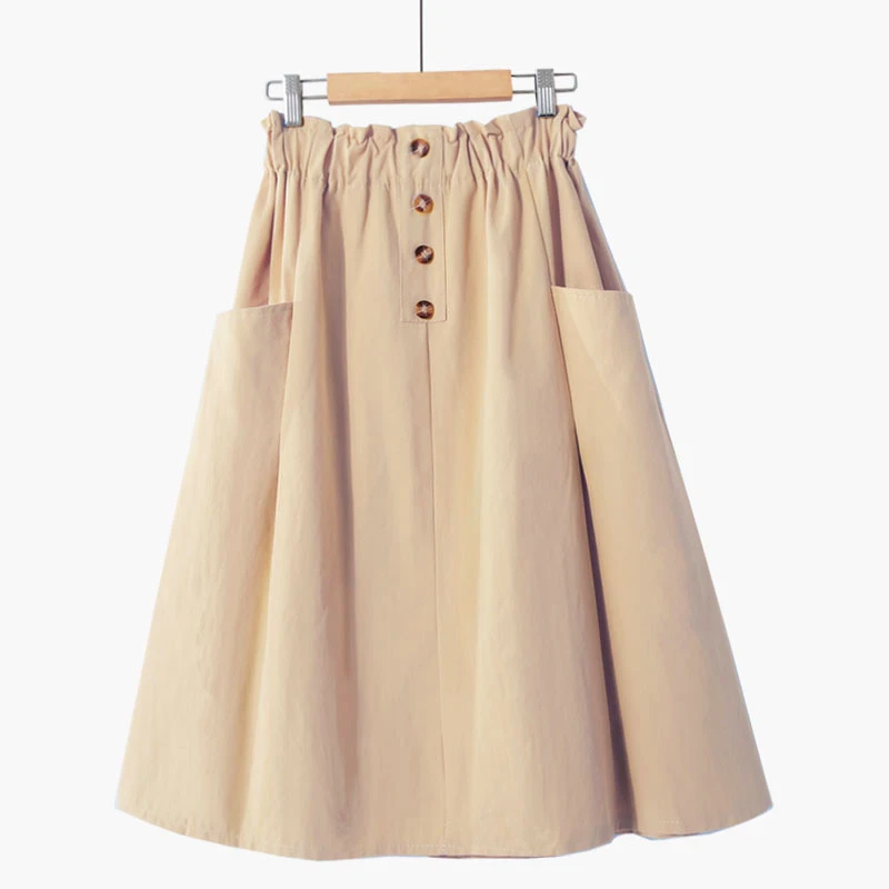 Autumn New Women's Solid Color Skirt College Style Solid Color High Waist Double Pocket Button A-line Skirt Mori Women's Skirt
Autumn New Women's Solid Color Skirt College Style Solid Color High Waist Double Pocket Button A-line Skirt Mori Women's Skirt