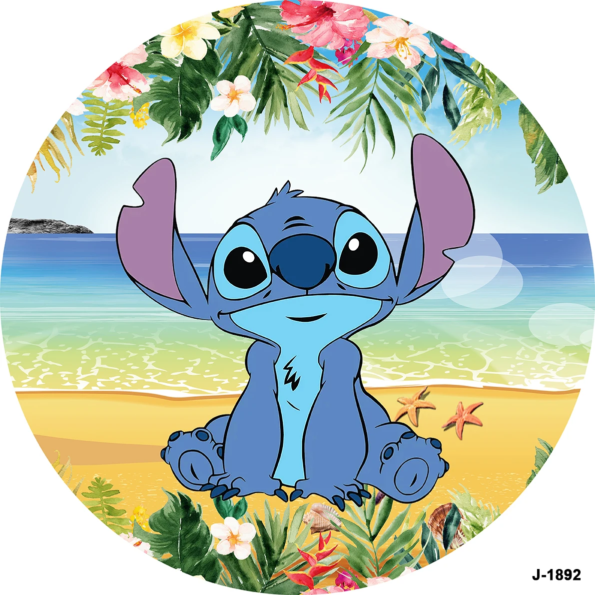 

Customized Round Circle Fabric Backdrop with Elastic Disney Lilo & Stitch Theme Birthday Party Background Decorations Supplies