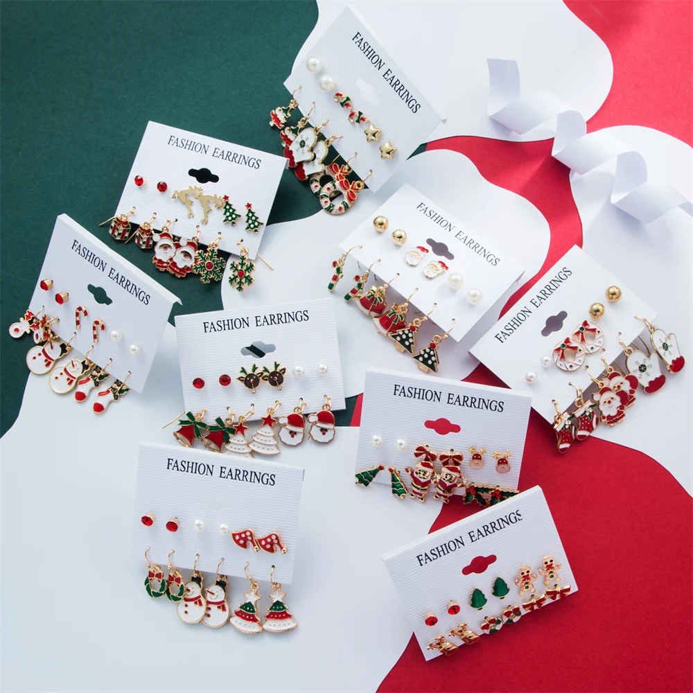 6 Pcs/Set Creative Christmas Earrings Set Colorful Cute Snowman Christmas Tree Elk Gloves Dangle Earrings Women Fashion Jewelry
6 Pcs/Set Creative Christmas Earrings Set Colorful Cute Snowman Christmas Tree Elk Gloves Dangle Earrings Women Fashion Jewelry