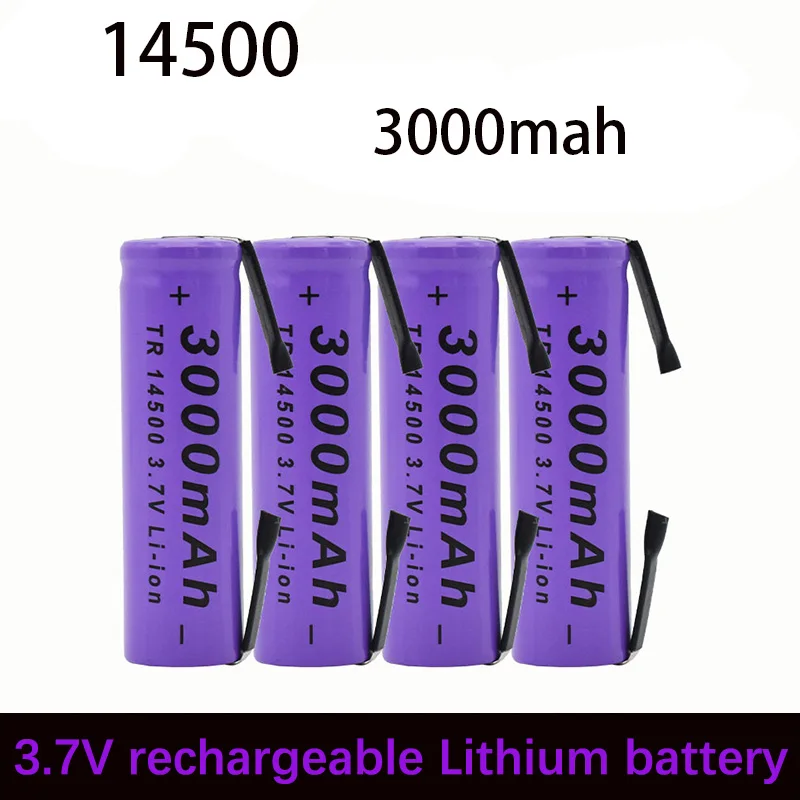 

NEW 14500 Lithium Battery 3.7V 3000mAh Rechargeable Battery Solderable Nickel Sheet Battery for Flashlights LED Flashlight Toys