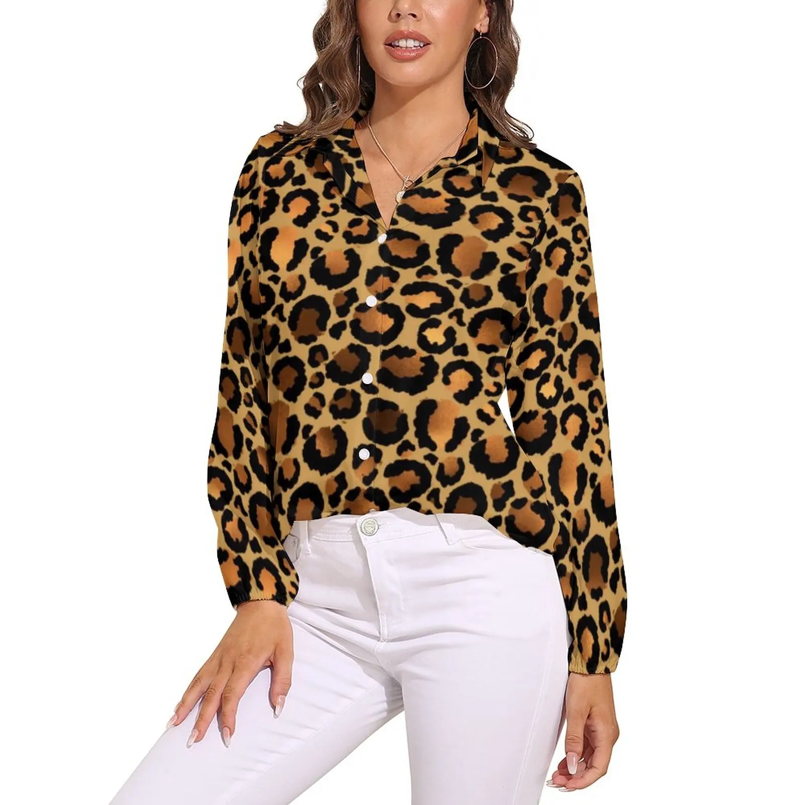 Elegant Brown Leopard Blouse Wild Animal Print Office Custom Blouses Womens Long-Sleeve Streetwear Shirts Autumn Oversized Top
Elegant Brown Leopard Blouse Wild Animal Print Office Custom Blouses Womens Long-Sleeve Streetwear Shirts Autumn Oversized Top