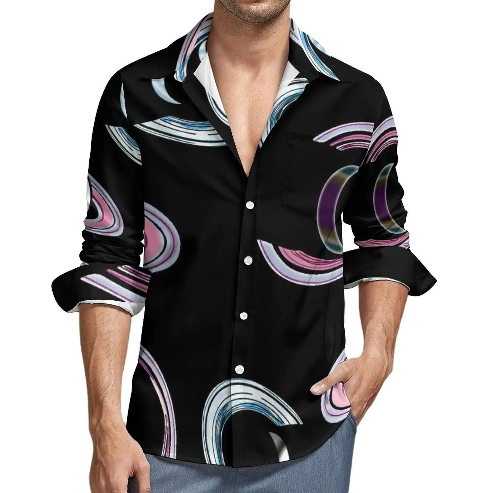Metallic Art Shirt Colorful Metal Print Casual Shirts Long Sleeve Custom Y2K Blouses Autumn Fashion Oversized Clothing 
Metallic Art Shirt Colorful Metal Print Casual Shirts Long Sleeve Custom Y2K Blouses Autumn Fashion Oversized Clothing