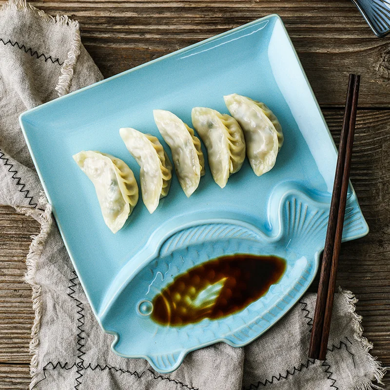 

Керамическая тарелка в японском стиле, столовая посуда, подставка для рыбы, разделенная закуска, поднос, Обеденный набор, Тарелки и блюда