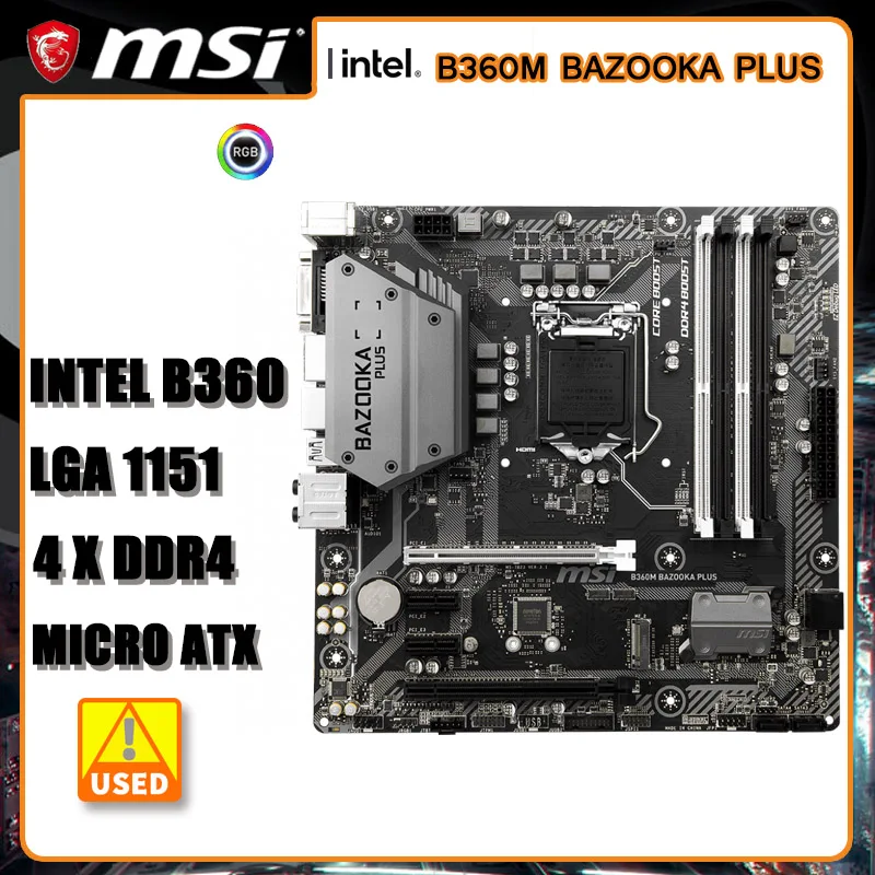 

MSI B360M BAZOOKA PLUS Motherboard LGA 1151 Intel B360 DDR4 64GB PCI-E 3.0 USB 3.1 DVI HDMI Micro ATX
