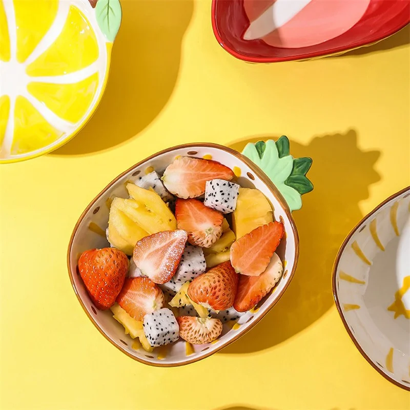 

Японская креативная керамическая тарелка, домашняя Милая Салатница, столовая посуда для фруктов, детская посуда, большая миска для лапши, с...