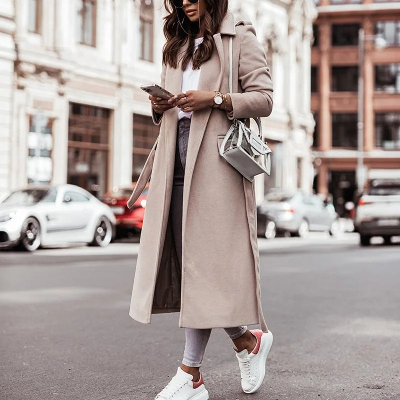 Winter Elegant Long Sleeve Wool Coat For Women Light Tan Office Lady Overcoat Plus Size Windproof Fashion Windbreaker
Winter Elegant Long Sleeve Wool Coat For Women Light Tan Office Lady Overcoat Plus Size Windproof Fashion Windbreaker