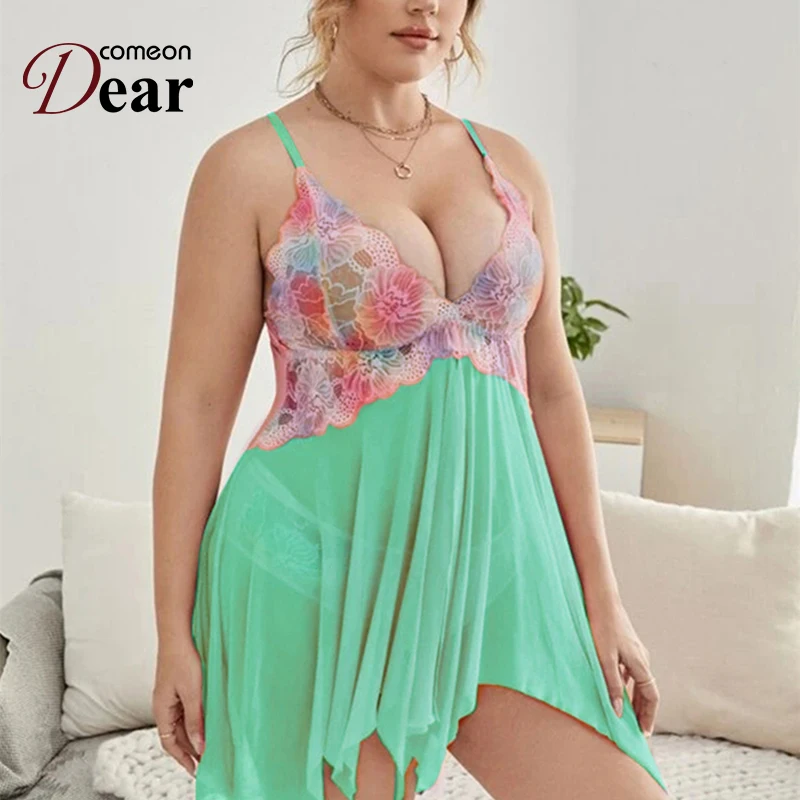 Comeondear Women Lace Babydoll Lingerie Split Dress Sexy Transparent Underwear Multicolor Floral Nightgown Large Size Sleepwear
Comeondear Women Lace Babydoll Lingerie Split Dress Sexy Transparent Underwear Multicolor Floral Nightgown Large Size Sleepwear