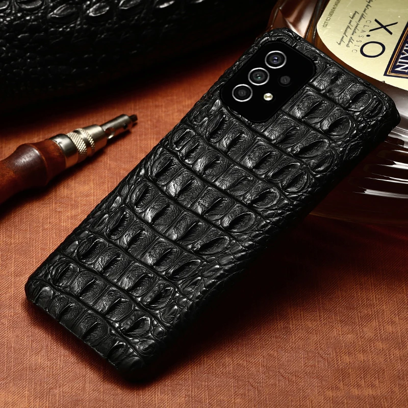 

Genuine Natural Crocodile Leather Phone Case For samsung Galaxy A23 A73 A13 A33 A53 A52 A21 A31 A71 A72 Galaxy Back Cover case