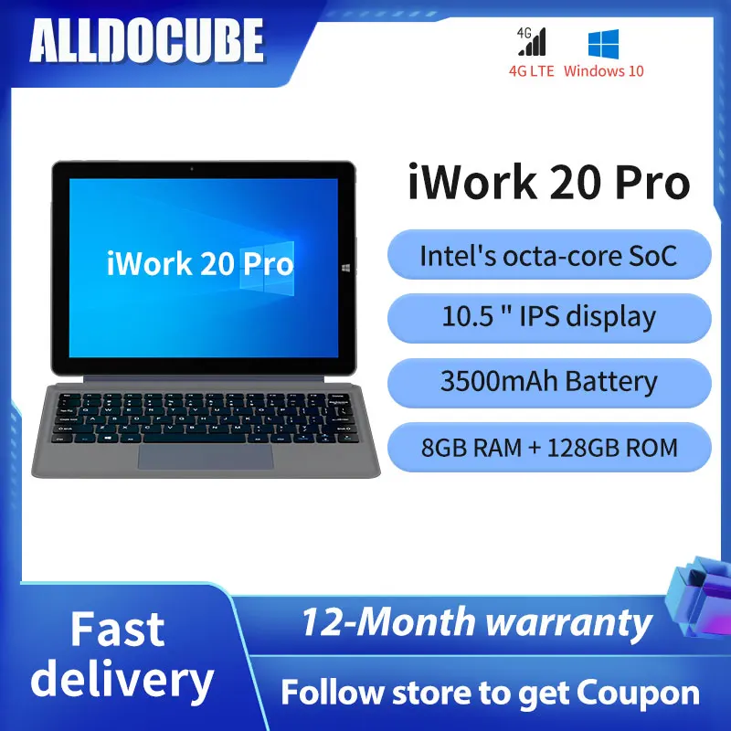 

ALLDOCUBE iWork 20 Pro Windows 11 Tablet 10.5 inch intel N4120 8GB LPDDR4 128GB SSD 2 in 1 Tablet PC 1920×1280 IPS