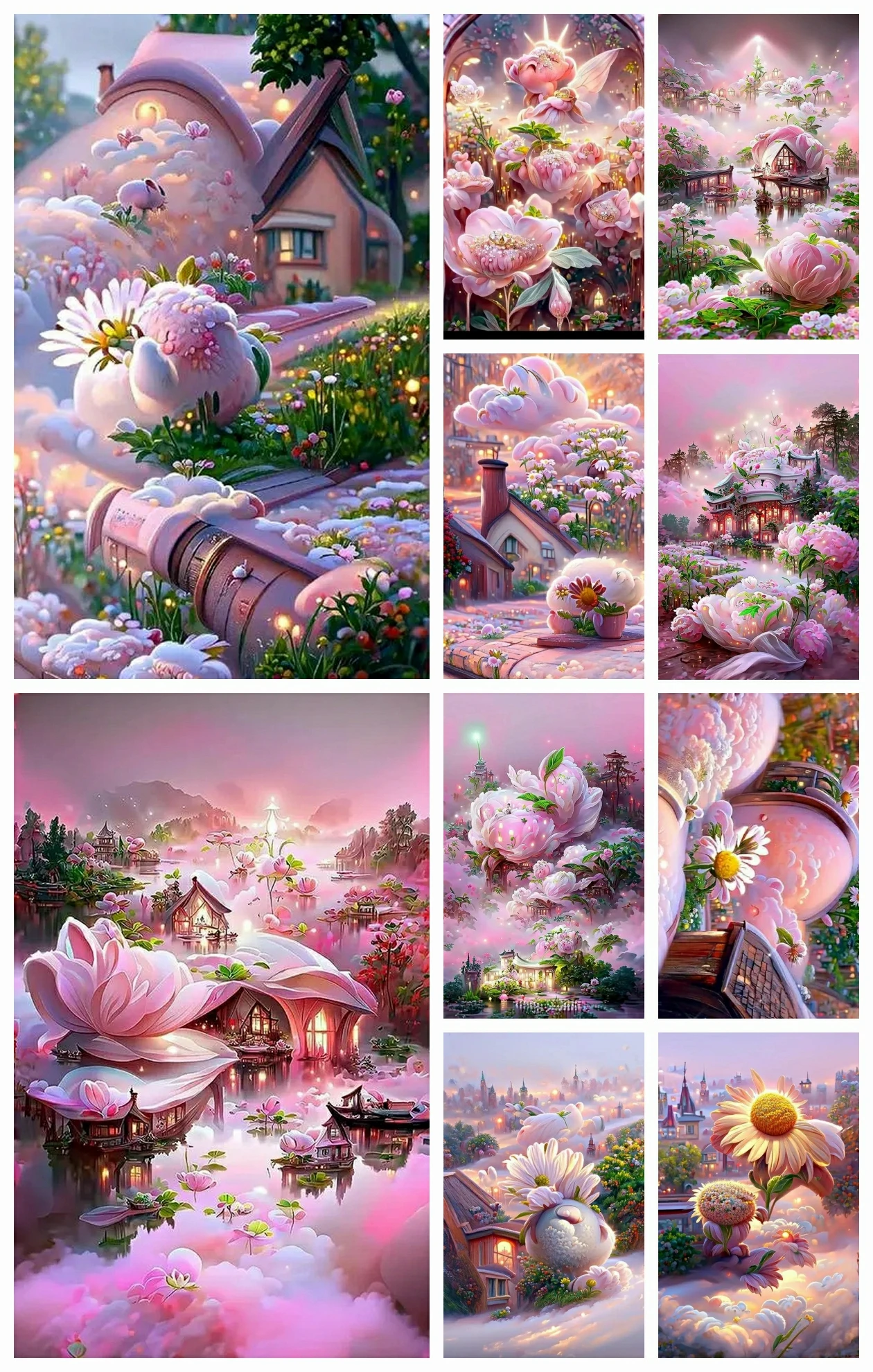 

AB Drills Diamond Painting Dream Garden Landscape Cross-stitch Castle Diamond Embroidery DIY Artist Living Wall Decoration Gift