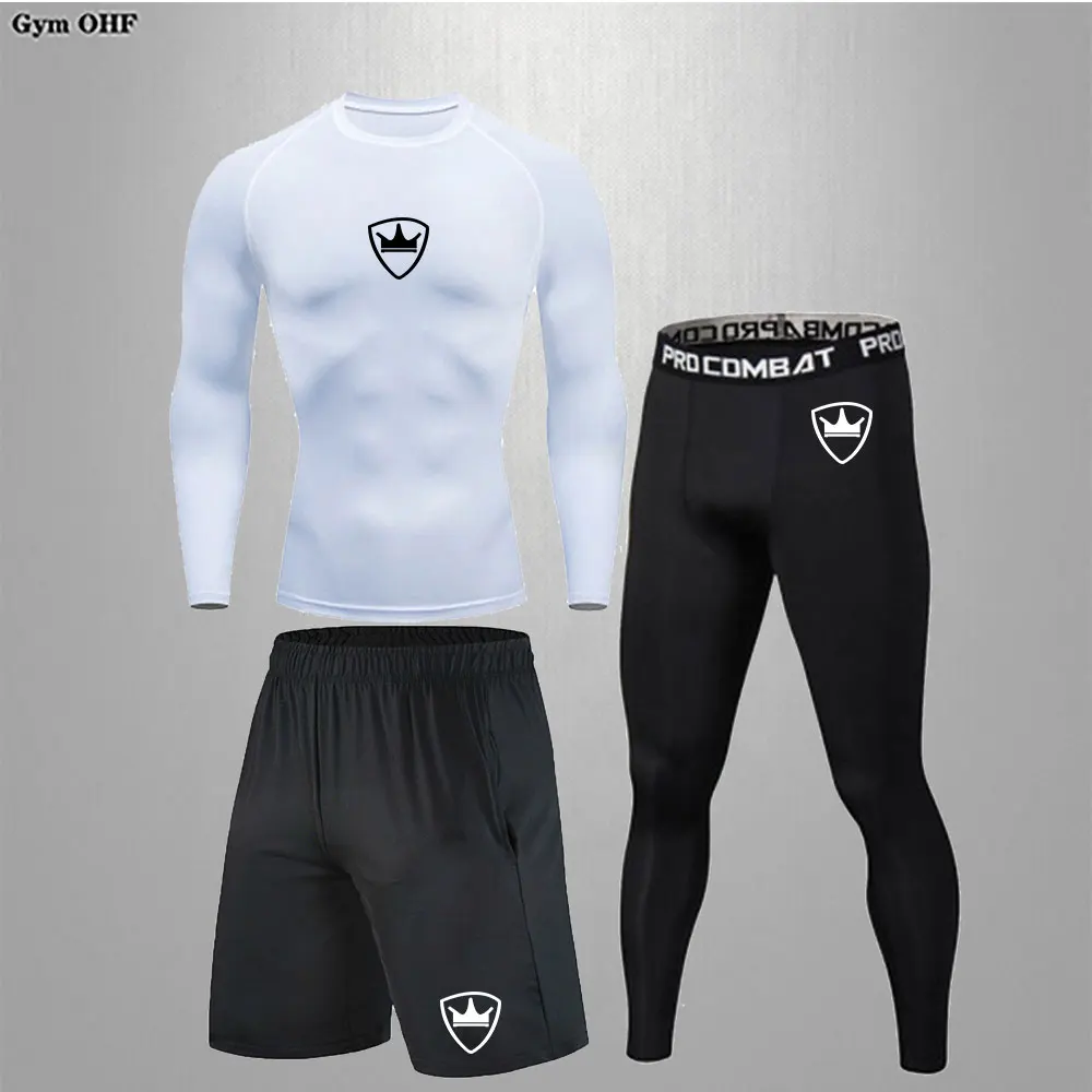 

MMA Rashguard Men Sportswear Compression Sport Suits Quick Dry Clothes Jogger Training Gym Fitness Tracksuits Tights Running Set