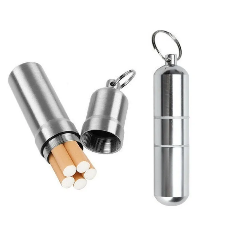 5 Pcs Silver Aluminum Alloy Cigarette Box Waterproof Cigarete Case Pill Toothpick Capsule Holder with Keychain Mens Gift
5 Pcs Silver Aluminum Alloy Cigarette Box Waterproof Cigarete Case Pill Toothpick Capsule Holder with Keychain Mens Gift
