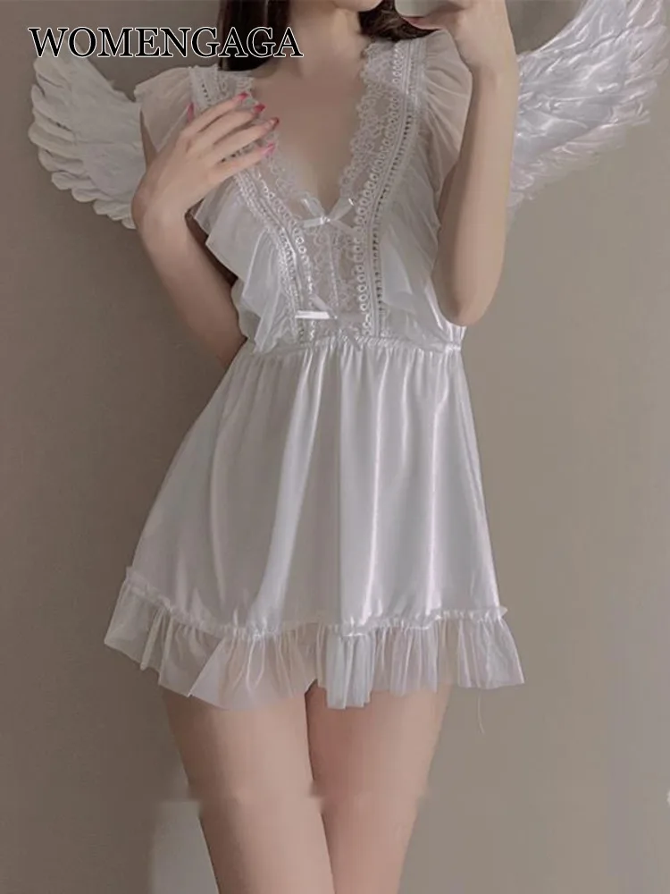 Женское кружевное платье на бретелях Angel, белое Сетчатое мини-платье с V-образным вырезом, в Корейском стиле, GF21, весна-осень
Женское кружевное платье на бретелях Angel, белое Сетчатое мини-платье с V-образным вырезом, в Корейском стиле, GF21, весна-осень