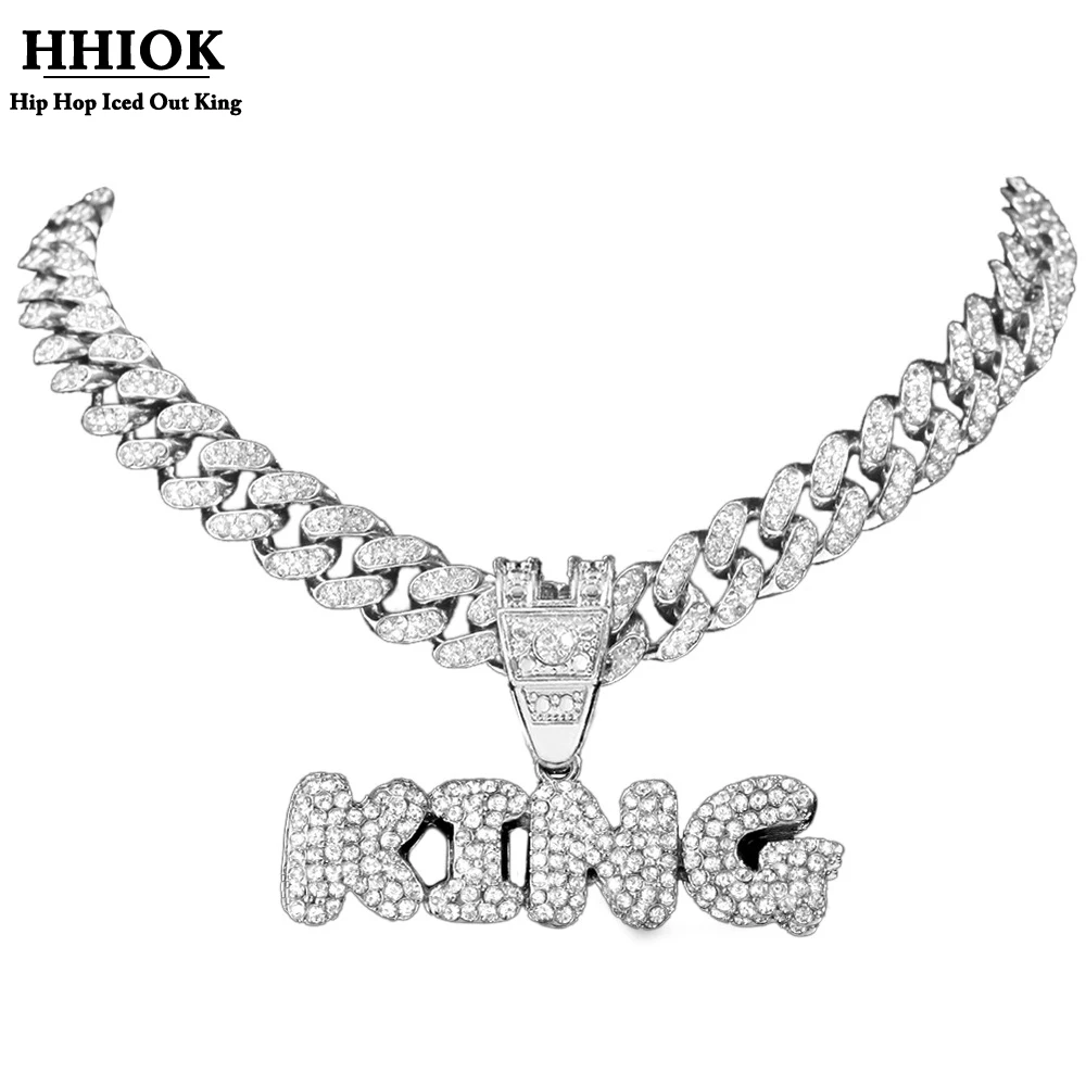 Men Women Hip Hop KING Letter Pendant Necklace with 13mm Crystal Cuban Chain Iced Out Bling HipHop QUEEN Necklaces Jewelry
Men Women Hip Hop KING Letter Pendant Necklace with 13mm Crystal Cuban Chain Iced Out Bling HipHop QUEEN Necklaces Jewelry