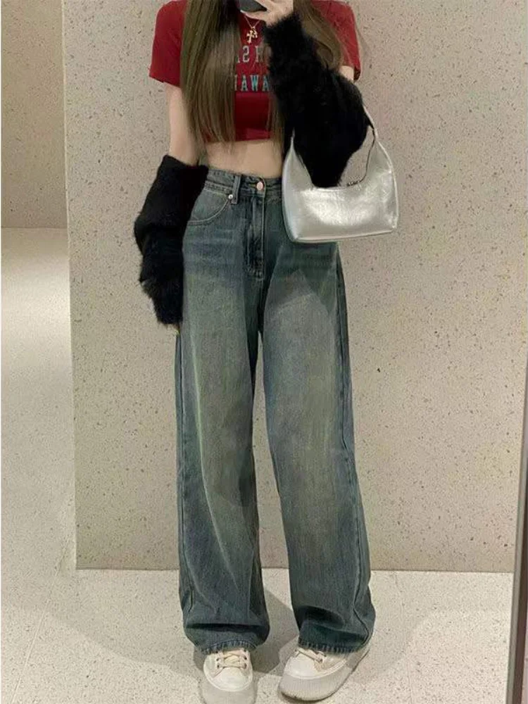 Vintage Korean Style Straight Jeans Wide Leg High Waist Denim Trousers Baggy Y2k Streetwear Female Autumn Fashion Loose
Vintage Korean Style Straight Jeans Wide Leg High Waist Denim Trousers Baggy Y2k Streetwear Female Autumn Fashion Loose