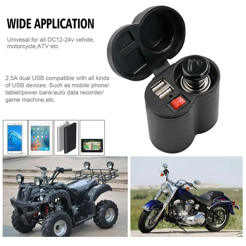 Phone Charger USB Adapter Dual Port Motorcycle Dual Ports Cigarettes Lighter Socket Corrosion Resistant Quick
Phone Charger USB Adapter Dual Port Motorcycle Dual Ports Cigarettes Lighter Socket Corrosion Resistant Quick