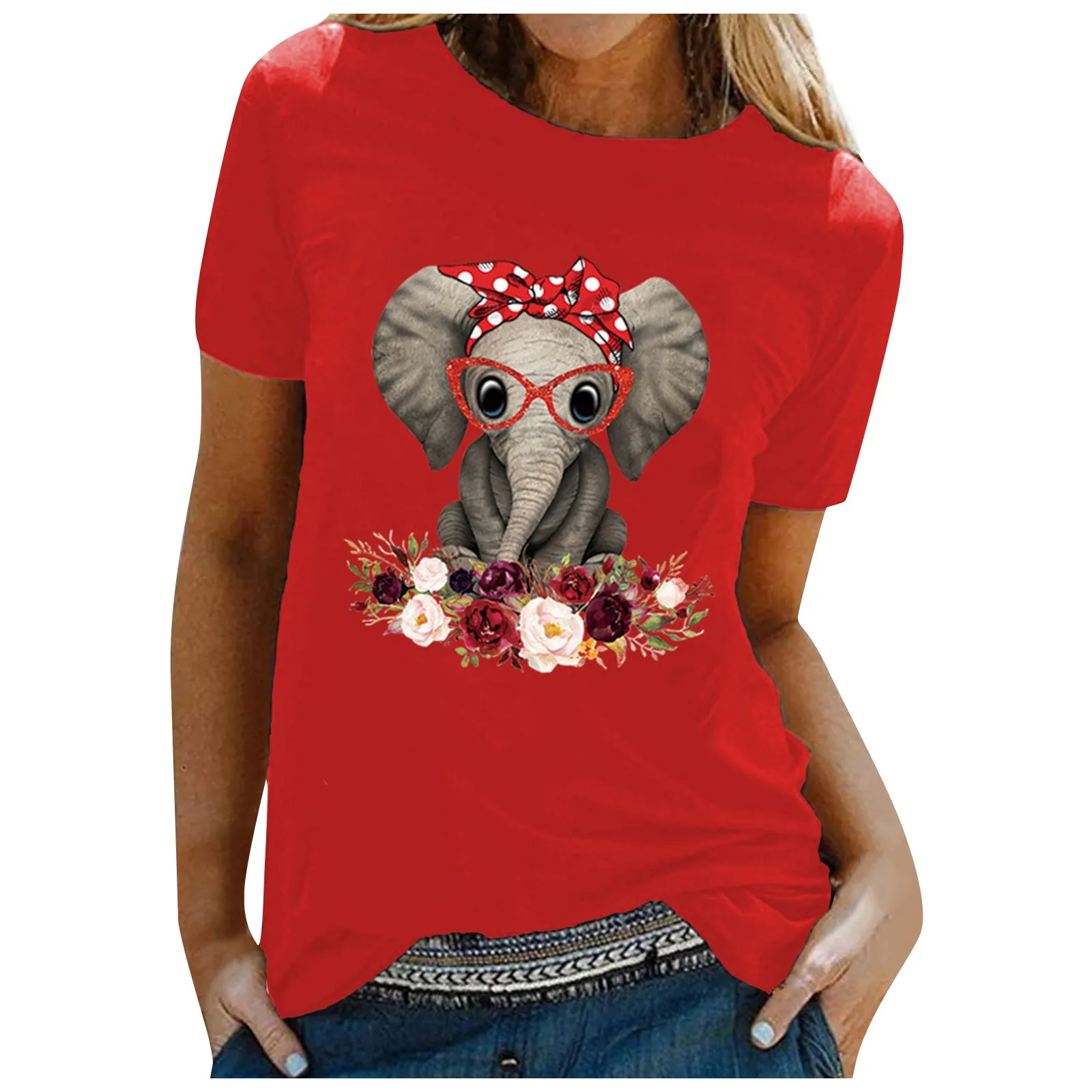 Women's T-Shirts Basics Creative Elephant Printed Round Neck Short Sleeve Casual Super Soft Blouse Tops for Adults
Women's T-Shirts Basics Creative Elephant Printed Round Neck Short Sleeve Casual Super Soft Blouse Tops for Adults