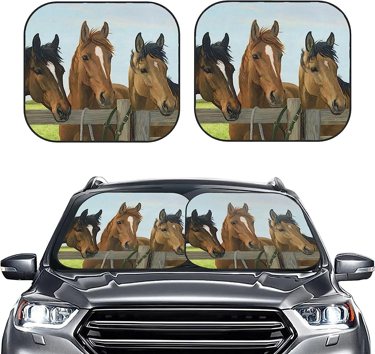 Horse Car Sun Shade for Windshield Cute 2 Piece Car Front Window Sunshades Foldable Cool Sun Visor Shield Car Sunshade Cover
Horse Car Sun Shade for Windshield Cute 2 Piece Car Front Window Sunshades Foldable Cool Sun Visor Shield Car Sunshade Cover