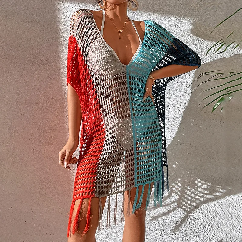 Beach Blouse Sunscreen Suit Rainbow Color Tassels Cut-out Beach Resort Women Bikini Coat Seaside holiday New Spring Summer P19
Beach Blouse Sunscreen Suit Rainbow Color Tassels Cut-out Beach Resort Women Bikini Coat Seaside holiday New Spring Summer P19