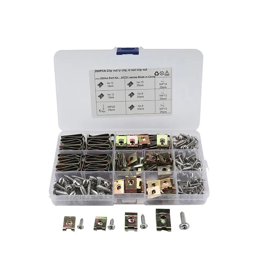 110PCS Thread Clip Nut Set U-Shaped Thread Clip Nut U-Shaped Nut with Storage Box Hard Spire Clips Convenient Reed Nut for Car
110PCS Thread Clip Nut Set U-Shaped Thread Clip Nut U-Shaped Nut with Storage Box Hard Spire Clips Convenient Reed Nut for Car