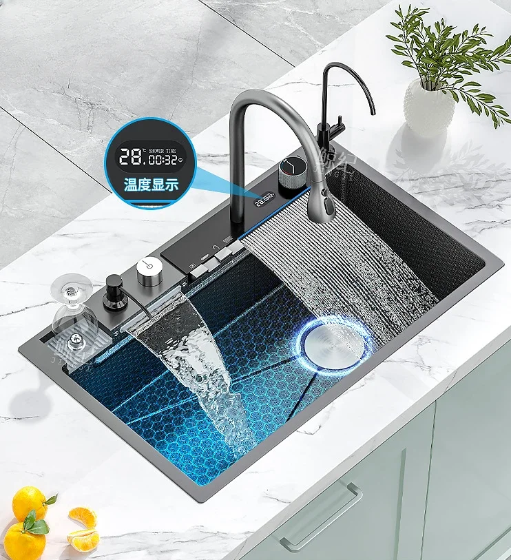 Waterfall large single groove 304 stainless steel kitchen multifunctional household handmade vegetable washing basin
Waterfall large single groove 304 stainless steel kitchen multifunctional household handmade vegetable washing basin