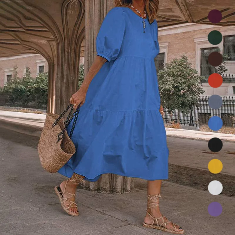 Women Casual Solid Sundress Summer Vintage Elegant Loose Short Sleeve Swing Party Long Dresses Female Beach Dress Vestidos Robe
Women Casual Solid Sundress Summer Vintage Elegant Loose Short Sleeve Swing Party Long Dresses Female Beach Dress Vestidos Robe