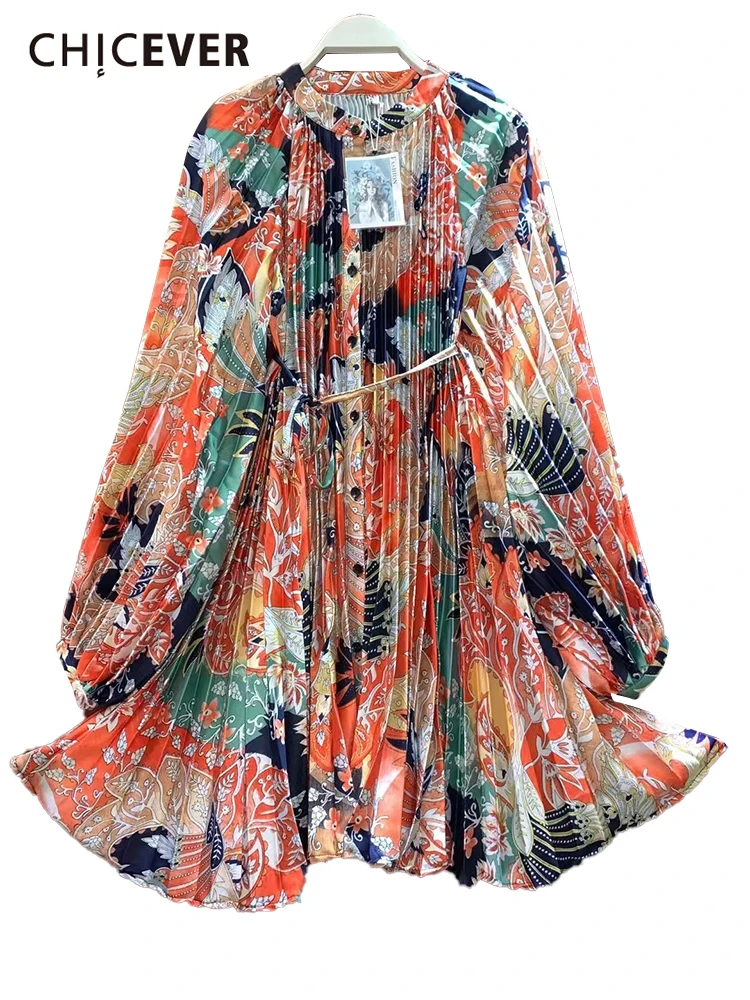 CHICEVER Loose Print Shirt Dress For Women Stand Collar Long Sleeve Ruched Colorblock Mini Dresses Female Fashion Clothing Style
CHICEVER Loose Print Shirt Dress For Women Stand Collar Long Sleeve Ruched Colorblock Mini Dresses Female Fashion Clothing Style
