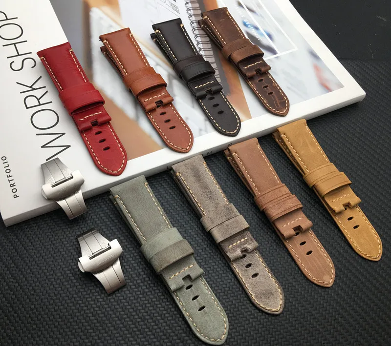 Top Quality 24mm Brown Gray Vintage retro Italy Genuine Leather Watchband For Panerai Strap watch band Butterfly buckle Belt
Top Quality 24mm Brown Gray Vintage retro Italy Genuine Leather Watchband For Panerai Strap watch band Butterfly buckle Belt