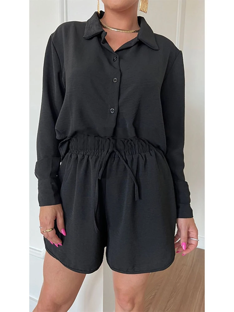 Solid Color Two Piece Set For Women 2023 Summer Women's 2 Piece Casual Long Sleeve Short Sets Fashion Button Outfits Suit 2023
Solid Color Two Piece Set For Women 2023 Summer Women's 2 Piece Casual Long Sleeve Short Sets Fashion Button Outfits Suit 2023