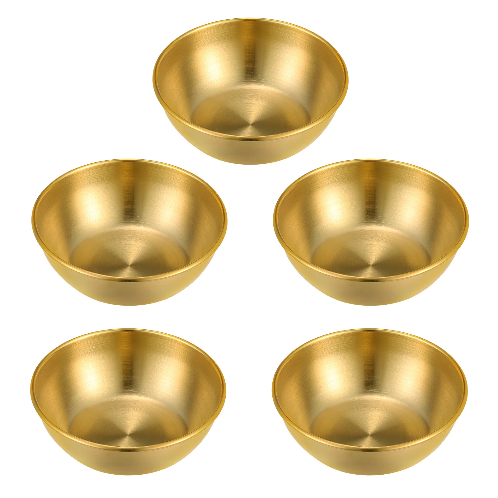 

5 Pcs Stainless Steel Dipping Sauce Bowl Round Gold Bowls Sushi Tray Appetizer Serving Metal Seasoning Plates Condiment Servers