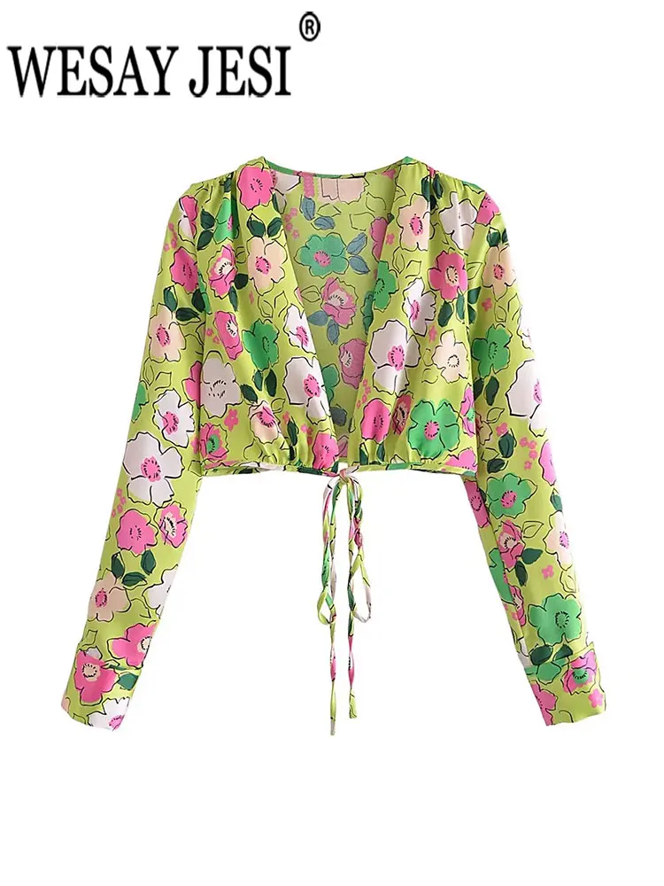 WESAY JESI Fashion Women Sexy Vintage Street Short Blouses Floral Print Female Long Sleeve Chic V Neck Elegant Lace-up Short Top
WESAY JESI Fashion Women Sexy Vintage Street Short Blouses Floral Print Female Long Sleeve Chic V Neck Elegant Lace-up Short Top