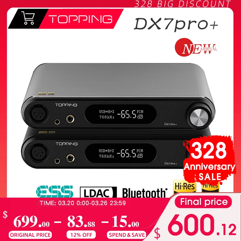 TOPPING DX7pro+ Digital Audio Music Decoder Earphone Amplifier DAC Heaphone Amp Es9038pro Bluetooth5.1 LDAC DSD512 DX7 pro plus
TOPPING DX7pro+ Digital Audio Music Decoder Earphone Amplifier DAC Heaphone Amp Es9038pro Bluetooth5.1 LDAC DSD512 DX7 pro plus