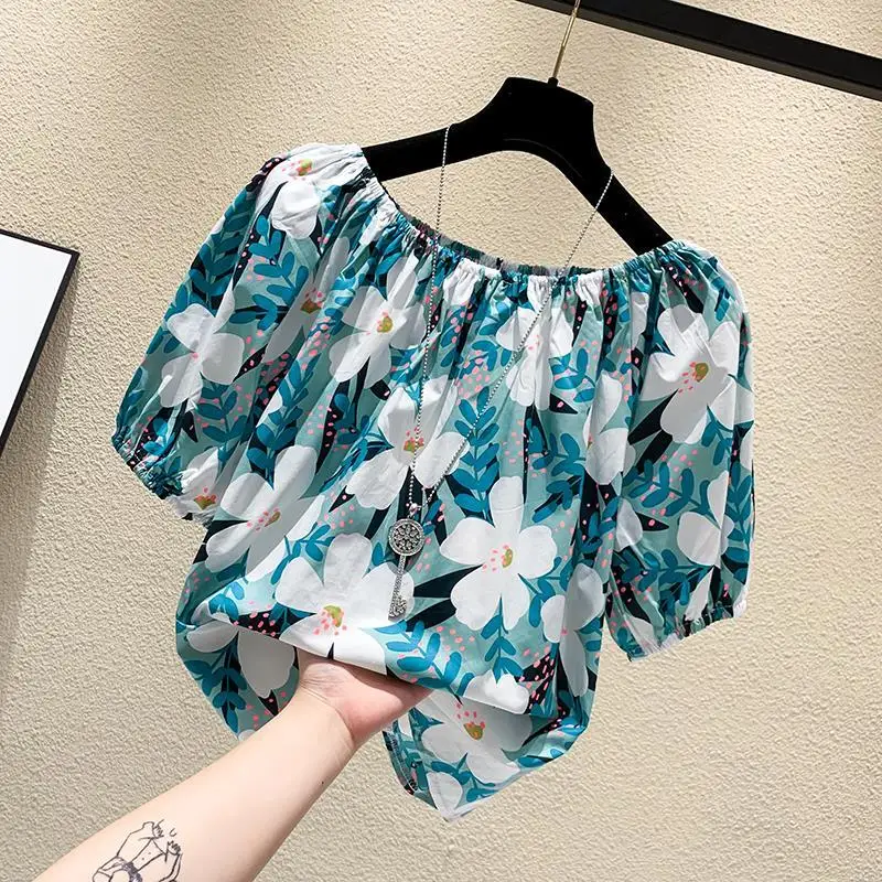 2022 Women Summer New Flower Print Blouses Tops Female Slash Neck Short Sleeve Shirts Ladies Loose Chiffon Blouses Tops P23
2022 Women Summer New Flower Print Blouses Tops Female Slash Neck Short Sleeve Shirts Ladies Loose Chiffon Blouses Tops P23