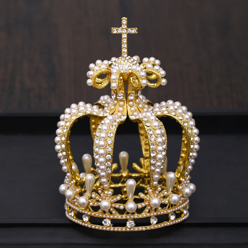 Bridal Crown Headdress Baroque Crystal Pearl Crown Gold Round Crown Queen Tiara Crown Jewelry Party Wedding Hair Accessories
Bridal Crown Headdress Baroque Crystal Pearl Crown Gold Round Crown Queen Tiara Crown Jewelry Party Wedding Hair Accessories