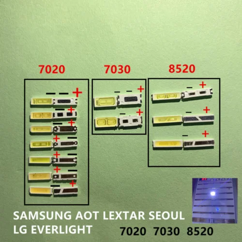 100pcs 7020 7030 8520 SMD Beads FOR LG SAMSUNG LED Backlight 1W 1.5W 3V 6V led tv bar
100pcs 7020 7030 8520 SMD Beads FOR LG SAMSUNG LED Backlight 1W 1.5W 3V 6V led tv bar