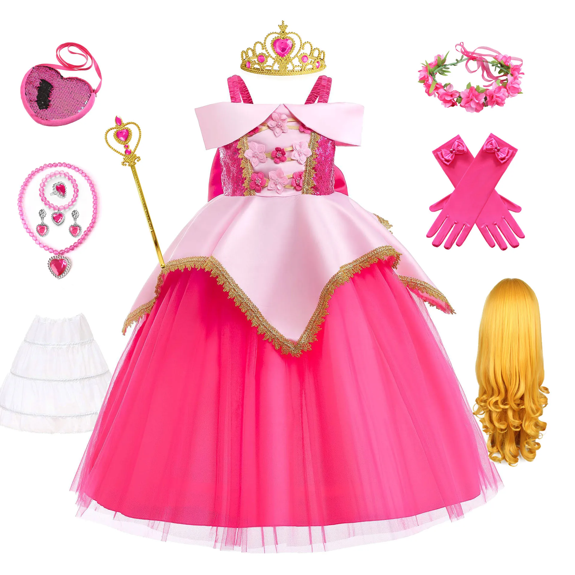 Girls Aurora Dress Halloween Cosplay Beauty Princess Pink Dresses Halloween Christmas Costume Party Birthday Dress Rosy
Girls Aurora Dress Halloween Cosplay Beauty Princess Pink Dresses Halloween Christmas Costume Party Birthday Dress Rosy