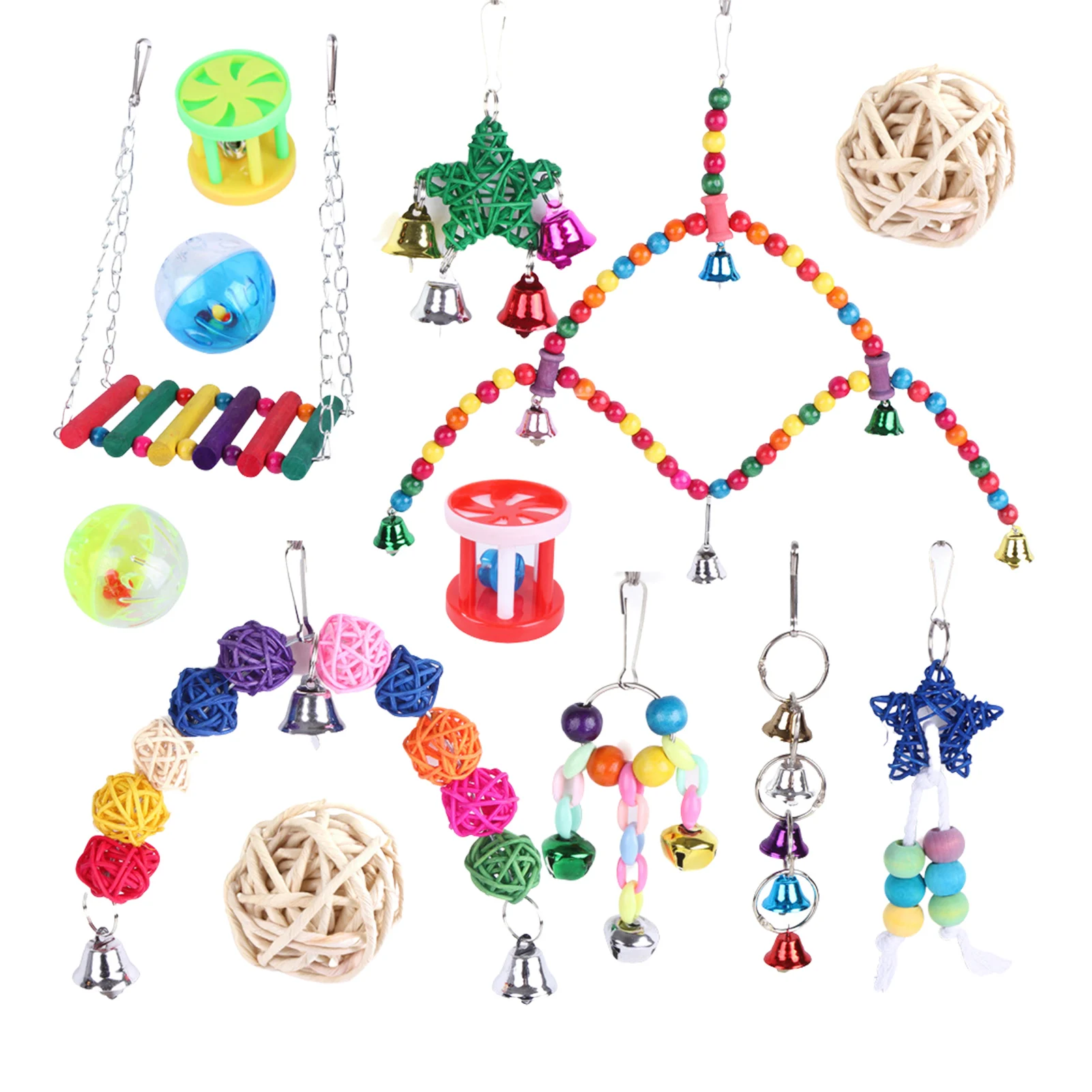 Bird Toy Set 13PCS Pet Parrot Toys Climbing Ladder Bird Cage Toys Colorful Standing Stand Pet Bird Supplies For Small Parakeets 
Bird Toy Set 13PCS Pet Parrot Toys Climbing Ladder Bird Cage Toys Colorful Standing Stand Pet Bird Supplies For Small Parakeets