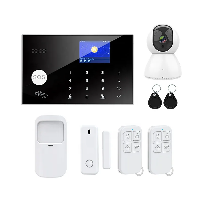 

Tuya Smart WIFI 2G/ 4G 3G GSM Home Security Alarm System burglar Kit Wireless Wired With Google Alexa IP Camera House Protection