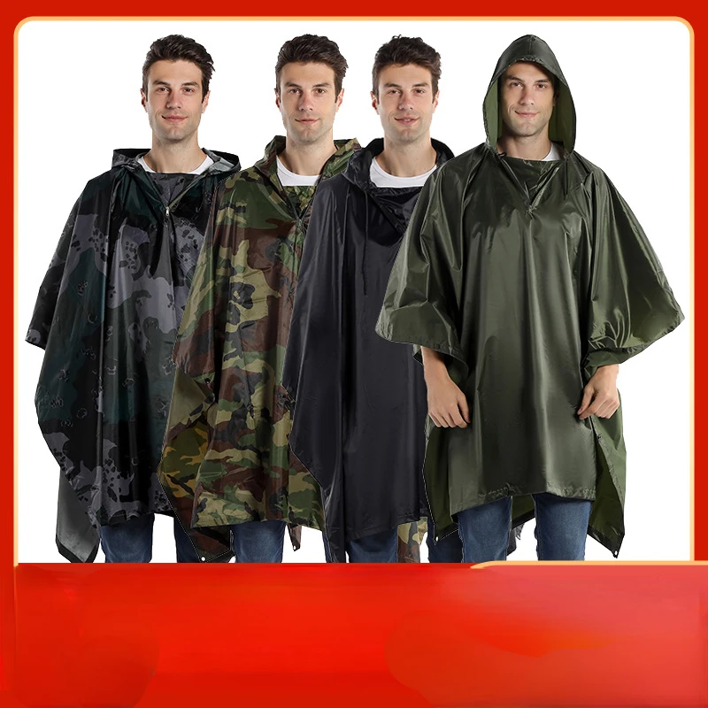 

Polyester PCV Camouflage Foreign Trade Raincoat Cloak Adult One-piece Raincoat Hiking Outdoor Riding Poncho