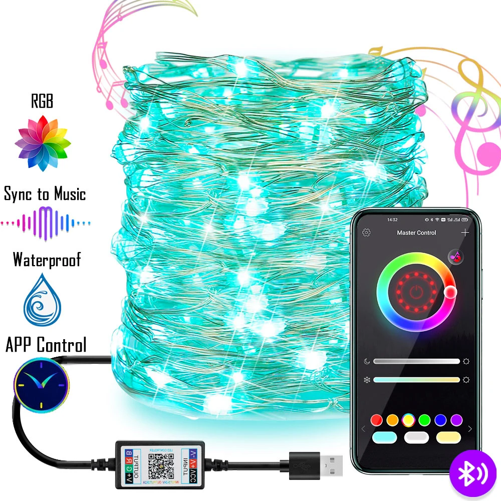 USB LED String Lights Fairy Light with APP Remote Control Garlands Outdoor for Christmas Wedding Garden Party Holiday Decoration
USB LED String Lights Fairy Light with APP Remote Control Garlands Outdoor for Christmas Wedding Garden Party Holiday Decoration