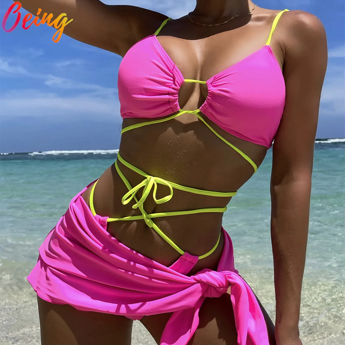 OEING Sexy Lace Up Bikinis 3 PCS Set Bra Tie Micro Thong Sheer Mesh Mini Skirt Beachwear Swimming Bathing Suit Brazlian Biquinis
OEING Sexy Lace Up Bikinis 3 PCS Set Bra Tie Micro Thong Sheer Mesh Mini Skirt Beachwear Swimming Bathing Suit Brazlian Biquinis