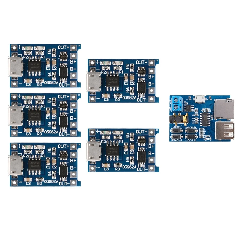 6 Pcs Electronic Accessories: 1 Pcs Mp3 Lossless Decoder Board Comes With Amplifier & 5 Pcs 1A 5V Micro-USB TP4056 Lithium Batte
6 Pcs Electronic Accessories: 1 Pcs Mp3 Lossless Decoder Board Comes With Amplifier & 5 Pcs 1A 5V Micro-USB TP4056 Lithium Batte