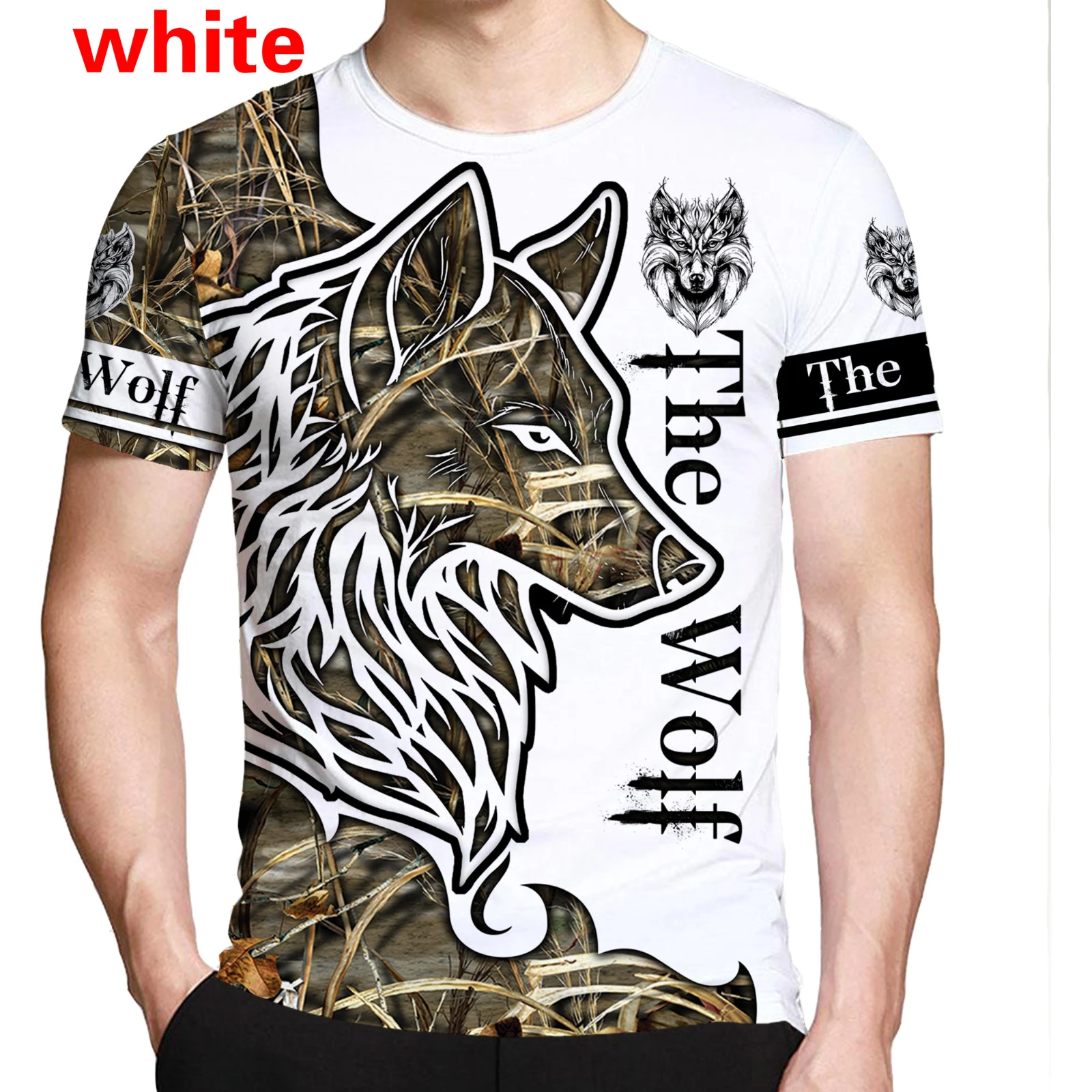 

Men's Wolfs T Shirt 3D Print Shirt Animal Graphic Tees Forest Weed Leaves Men/Women Cool Wolf Face Tee Funny T-shirt