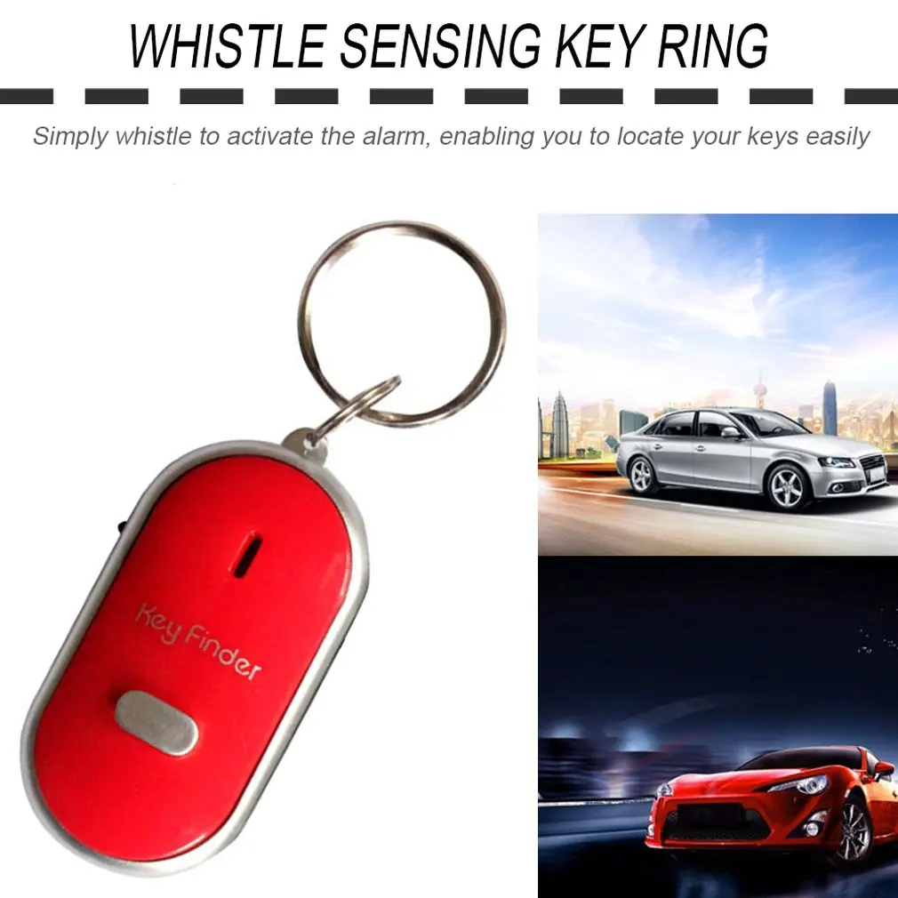 

New Anti-Lost Device Keyrings Finder Smart Find Locator Keychain Whistle Beep Sound Control LED Torch Portable Car Key Finder